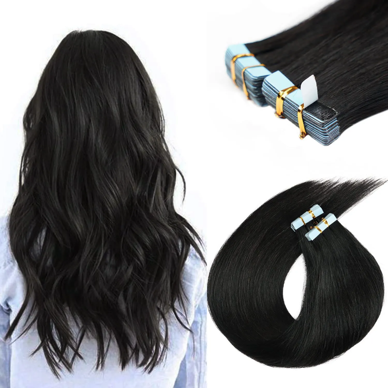 Venta al por mayor extensiones de cabello humano yaki recto Remy cinta Yaki de luz dibujada doble en extensiones de cabello 100 cabello humano