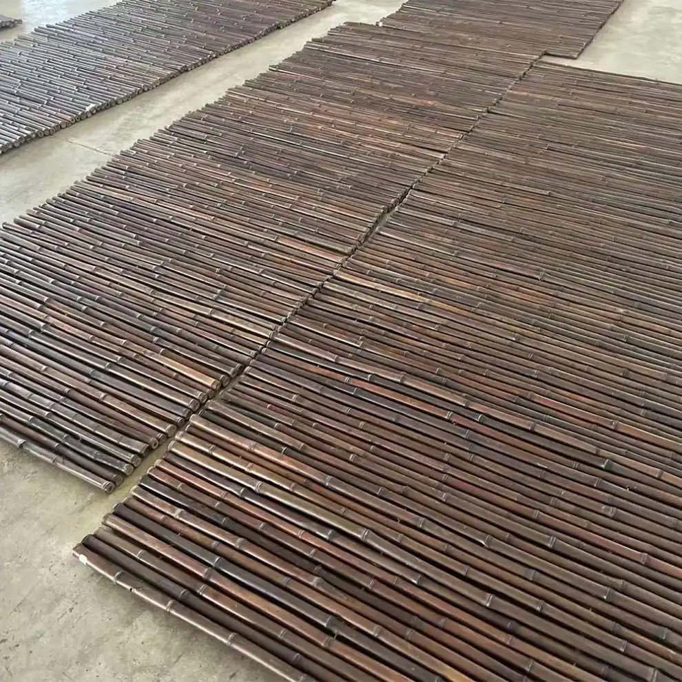 Clôture de grande taille en bambou carbonisé naturel pour terrasse