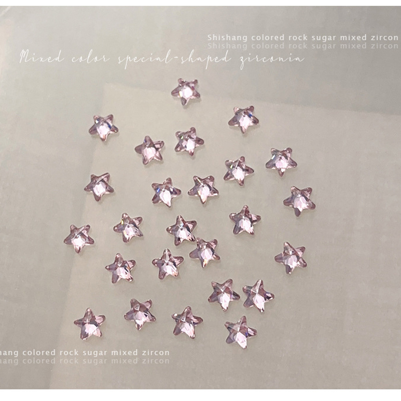 14 five-pointed stars-44 mm-20 pink ones