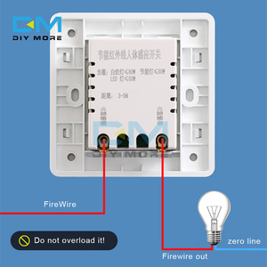 İki satır kızılötesi insan vücudu sensörü anahtarı 86 tipi merdiven kızılötesi sensörü anahtarı koridor 220V akıllı gecikme anahtarı - Product Image 5