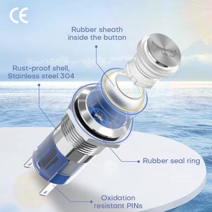 1NO1NC ON ON/Off kendinden kilitleme IP67 su geçirmez 16mm(5/8 ") montaj deliği basma düğmesi mandallama anahtarı - Product Image 6