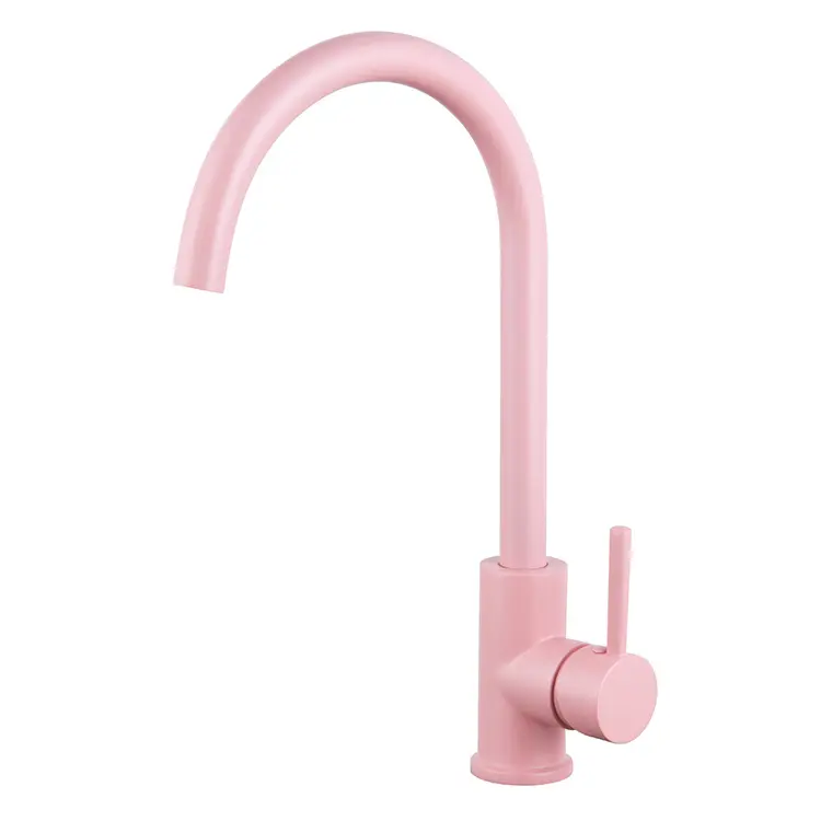 Barato baño grifos anti-splash latón rosa de grifo de agua sola manija grifo monomando de cocina