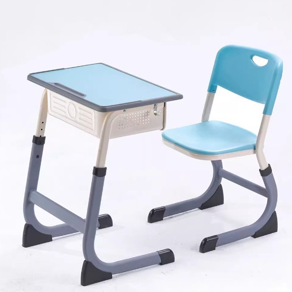 Estante azul claro tipo C, elevable y reforzado.