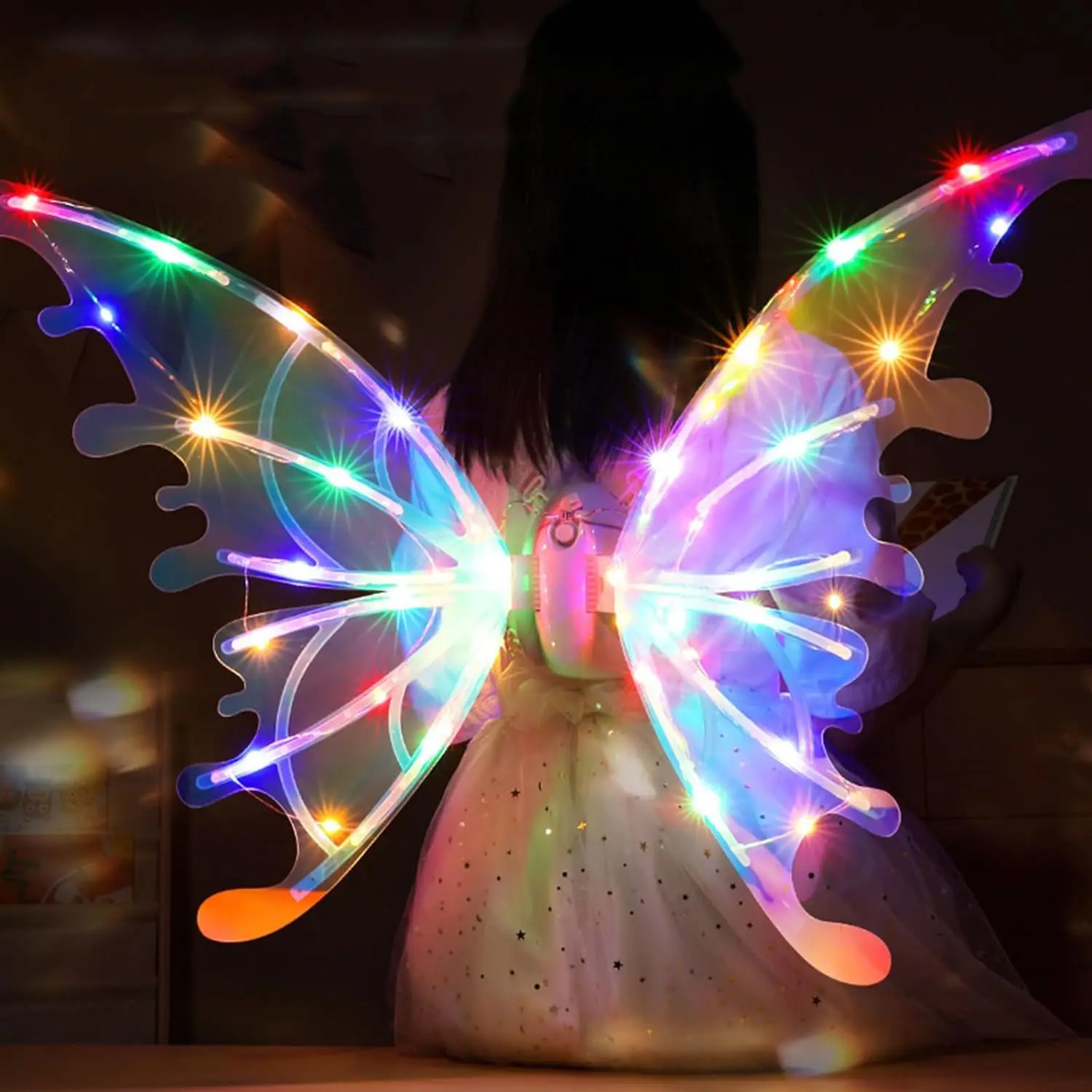 Elétrica Borboleta Asas Anjo Asa Ornamento com Luzes LED Música Crianças Cosplay Halloween Natal Fontes Do Partido Decorações