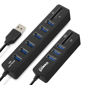 多USB 2.0集线器3 6端口扩展分离器多端口适配器USB2.0，带TF sd卡读卡器电脑附件 - Product Image 1