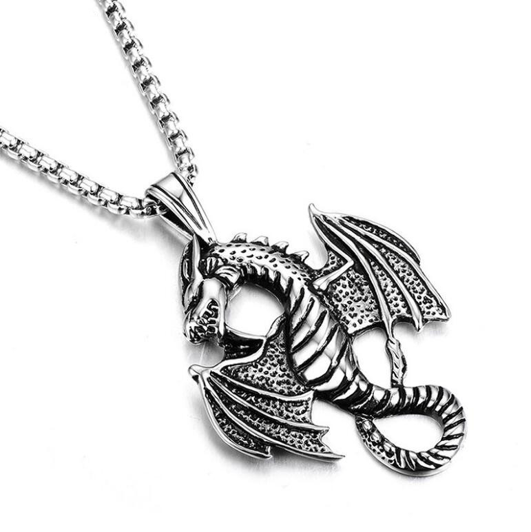 Dragon de flamme avec chaîne en acier inoxydable