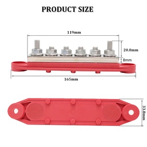48 VDC 400A pil bakır bara 6 yollu 5/16 "Post(M8) bağlayıcı güç dağıtım bloğu kapaklı ve somunlu - Product Image 2