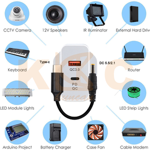 <strong>USB</strong> 3.1 Type C DC 5V to DC 12V <strong>2</strong>. 1mm X 5. 5mm Module Power Cable for Power Bank Wifi c to Dc 12v - Product Image 4