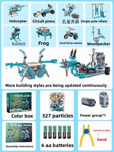 2025 creativo DIY Dual Motor programación bloques de construcción eléctricos STEM juguete educativo montaje mecánico Construcción de plástico
