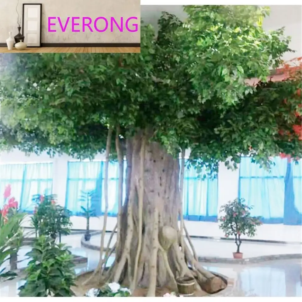 도매 3/4/5m 대형 인공 나무 야외 장식 인공 거대한 무화과 나무 플라스틱 ficus Microcarpa 반얀 나무