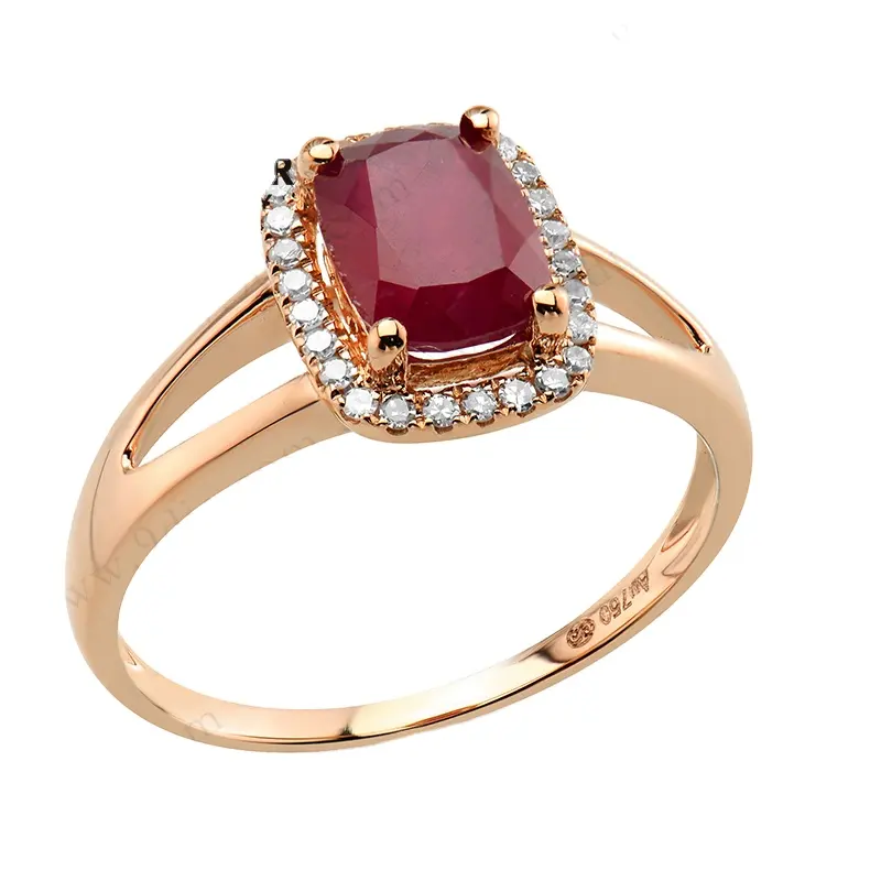 थोक कम कीमत प्राकृतिक रूबी देवियों अंगूठी 18K सोने की उंगली की अंगूठी डिजाइन सोने में