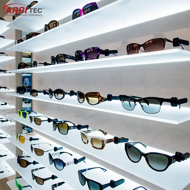 LED parede acrílico óculos de sol display acrílico sunglass eyewear display stand exibe óculos para loja de óculos