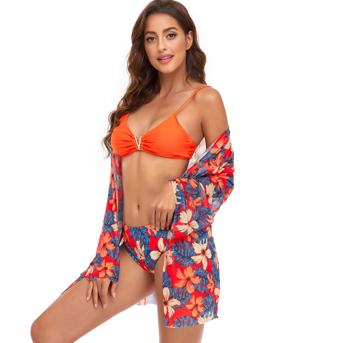 Orange Floral Print