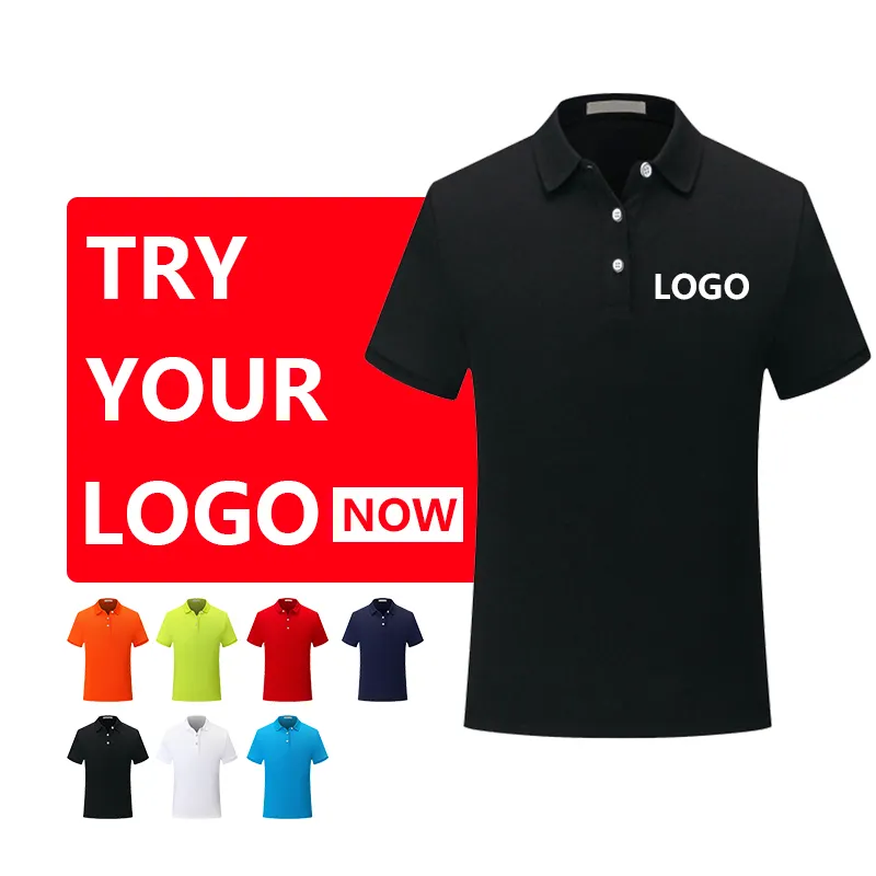 Camiseta uniforme de trabalho de alta qualidade, camisas em branco bordados de algodão, masculina, golf liso, com logotipo personalizado