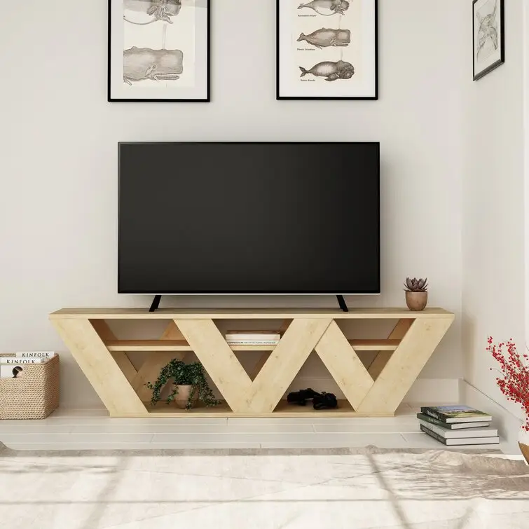 Stand TV Desain Modern Yang Indah untuk TV Hingga 70 "Konsol TV Bercahaya Kabinet Televisi Ruang Tamu Furnitur