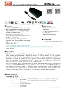 Adaptador de corriente de salida única Mean Well para uso médico GSM40A05/A07/A09/A12/A15/A18/A24/50Hz Frecuencia 12V 24V Despertar - Product Image 6