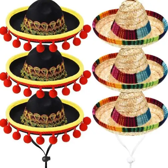 6 unids/set carnaval Halloween sombreros fiesta de cumpleaños suministros adultos niños sombreros mexicanos para mascotas