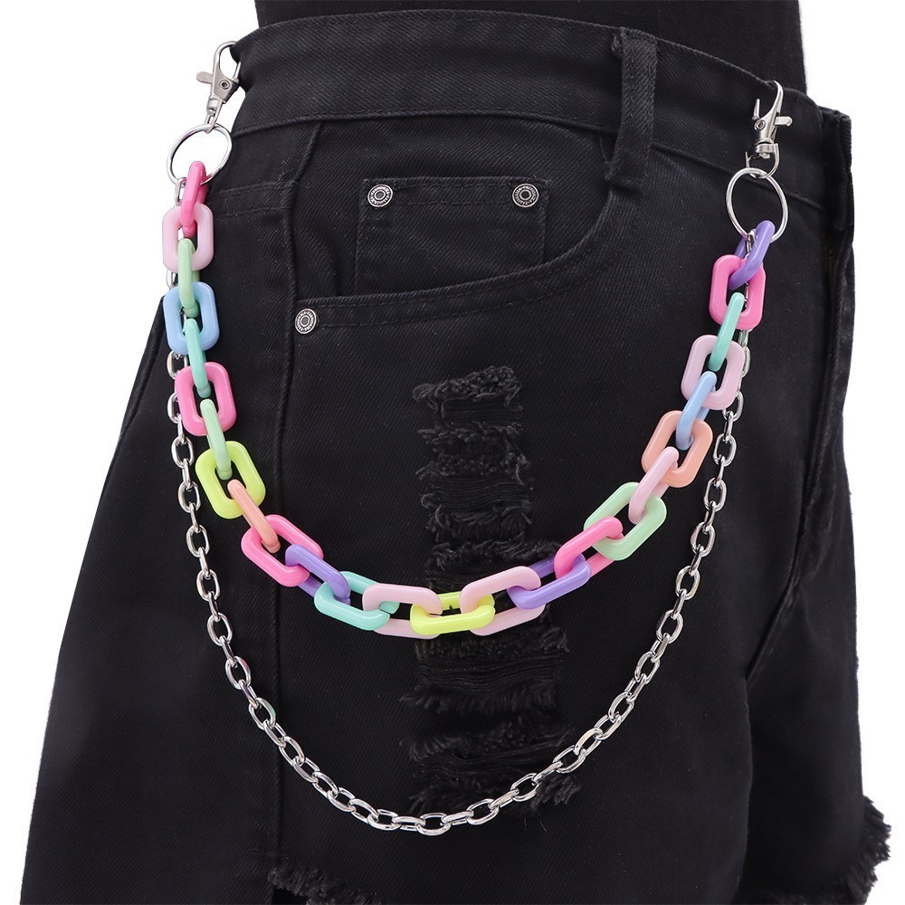 Metal heart-shaped buckle, five-pointed star purple trouser chain