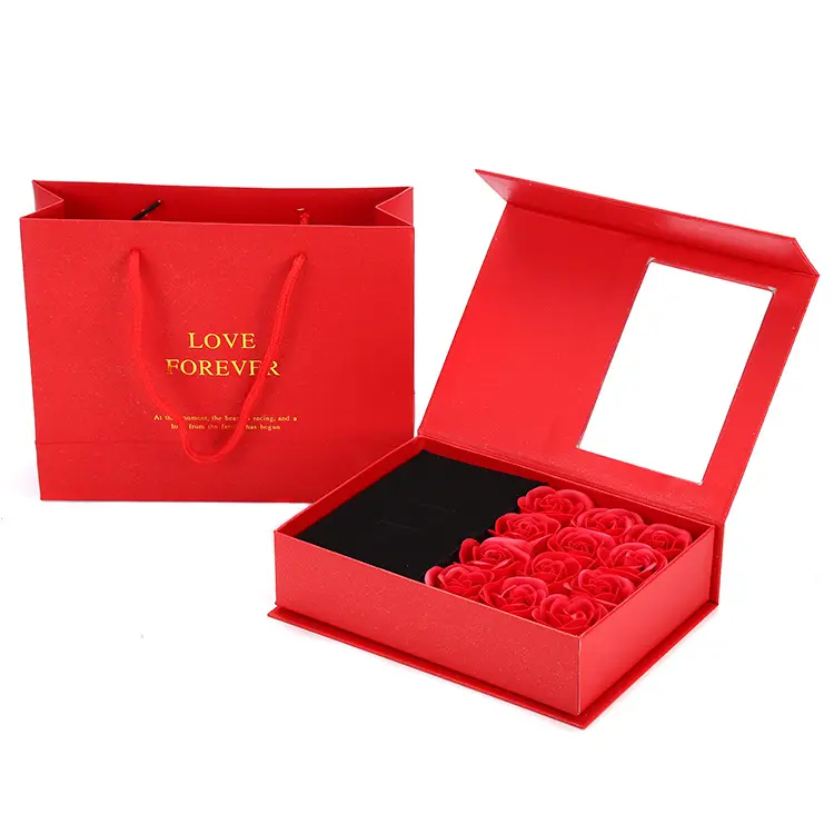 Valentine fleur mode emballage élégant papier de luxe magnétique coffrets cadeaux carton personnaliser boîte emballage