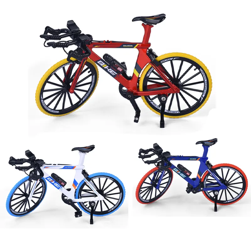 QS New Design 1:8 Scale Alloy Die Cast Vehicle Children Metal Wheel Rotation Simulation Model Mountain Bike Toys For Kids Gift