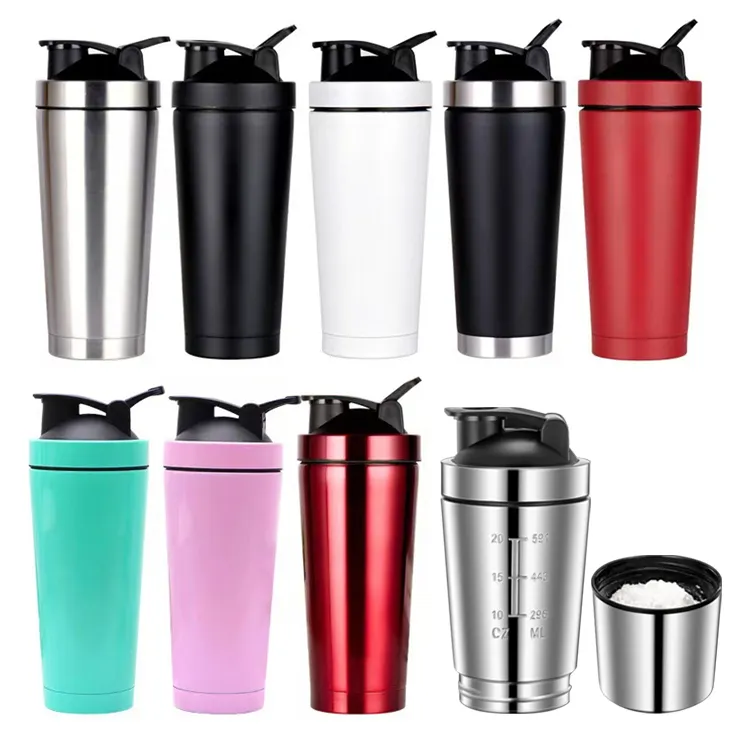 Logo personnalisé 500/750m 304 Bouteille d'eau isolée en acier inoxydable Shakes Bottle Fitness Mixing Protein Shaker for Gym Sports