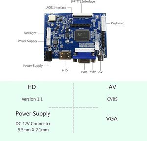 HD-MI <strong>VGA</strong> 2AV <strong>LCD</strong> <strong>Controller</strong> Board 50Pins 800x480 Resolution for 6.5\&quot; 7\&quot; 8\&quot; 9\&quot; AT065TN14 AT070TN92 AT090TN12 <strong>LCD</strong> Screens - Product Image 3