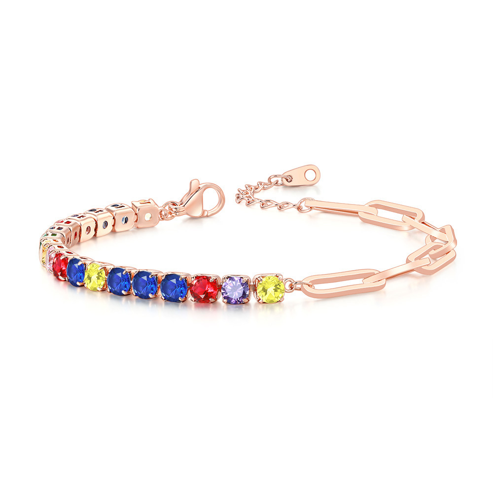 4mm rose gold mixed color stone