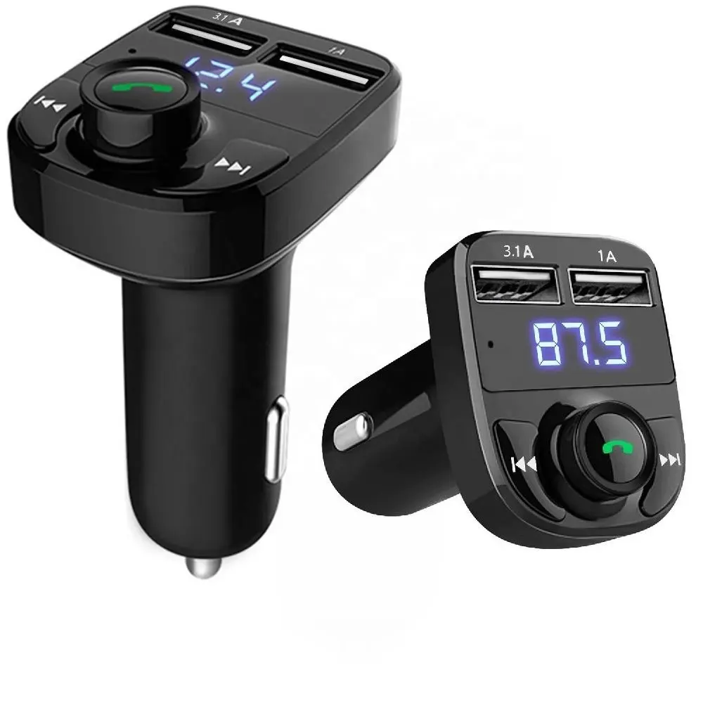 New X8 Led MP3 Player 3.1A fast charging Car Audio Kit Dual USB PD wireless Quick chargers Mobile FM Transmitter with type c