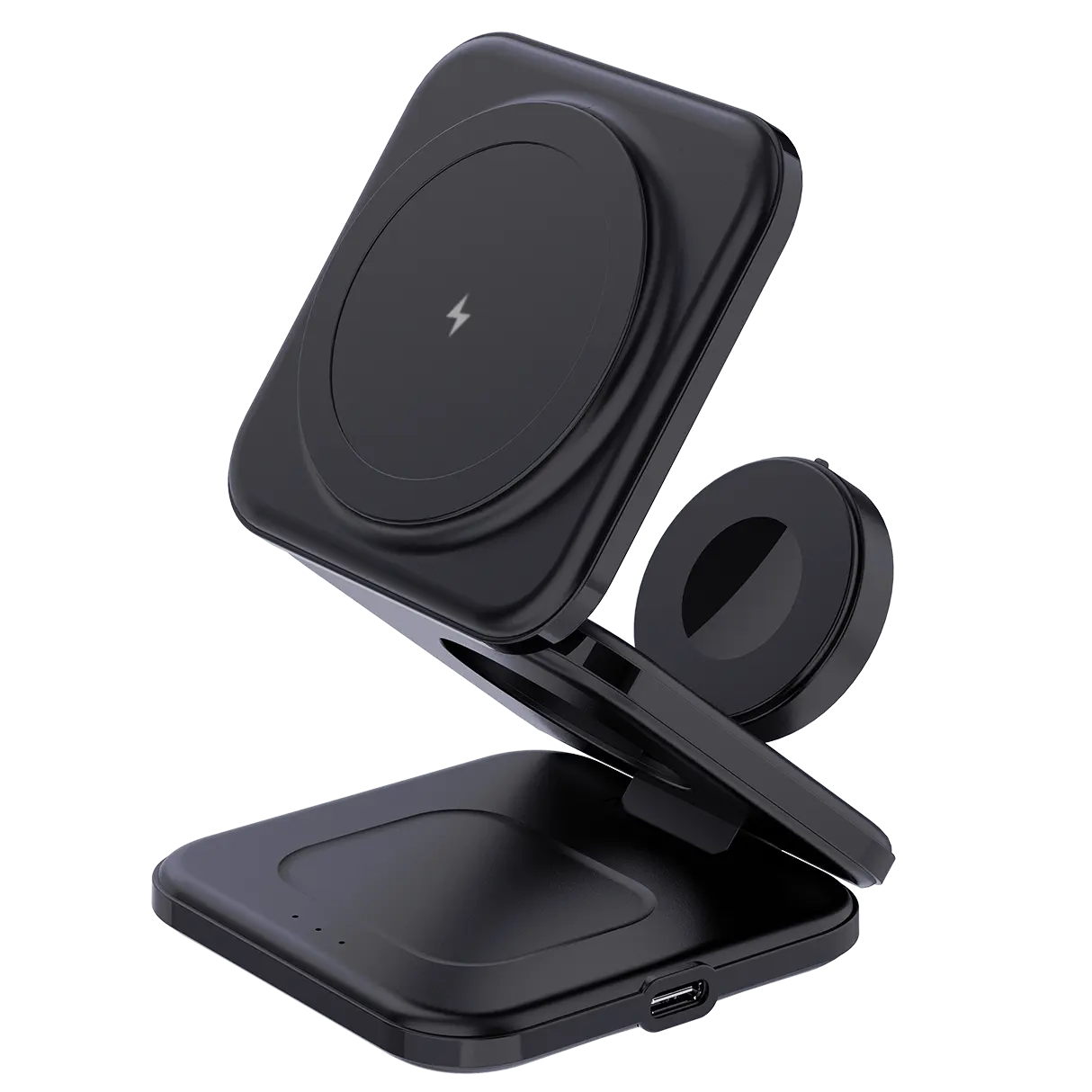 Nuovo Design pieghevole stazione di ricarica per iphone 15 Pro Max 3 in1 caricatore Wireless Smart Watch Stand forte magnetico Multi angolo