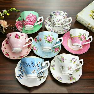 Lids seramik phnom Penh çiçek kemik çini fincan tabağı seti kapaklı altın jant türk yeniden arapça buz özel çay kahve fincanı - Product Image 1