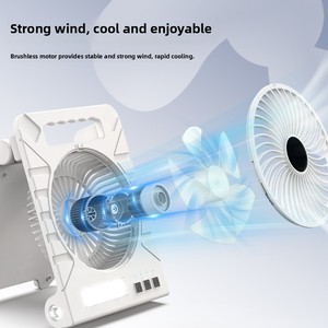 便携式5W USB充电太阳能野营风扇，带发光二极管照明新型户外塑料材料移动电源和露营者站
