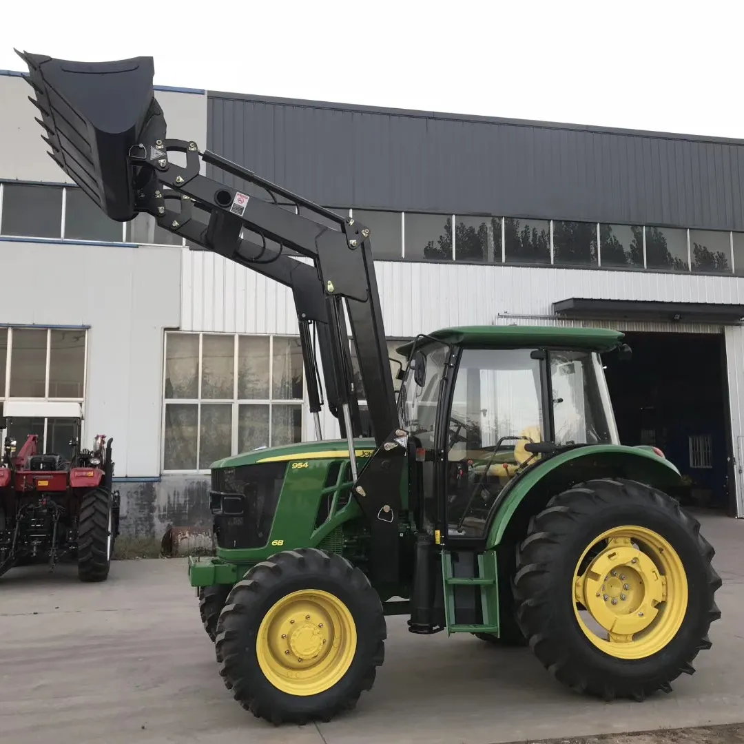 Tractor agrícola con cargador deere 90hp 95hp kabota, equipo de maquinaria agrícola, pista de tractor 4wd