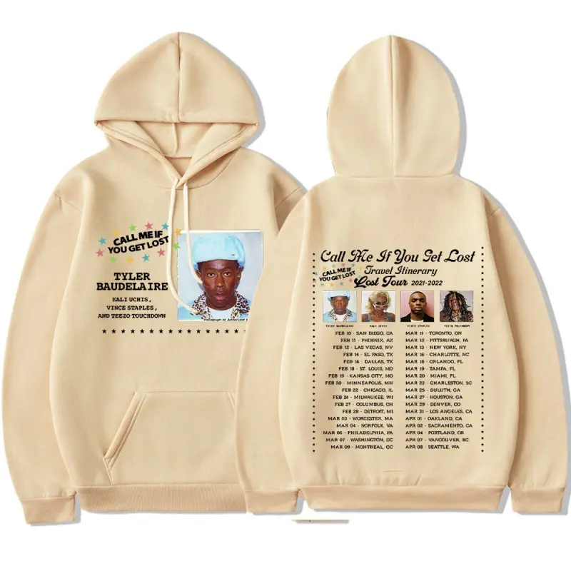 Custom Tyler The Creator Sudadera con capucha camiseta Llámame si te pierdes Portada del álbum Sudadera con capucha Hip Hop Vintage Pullover Sudadera