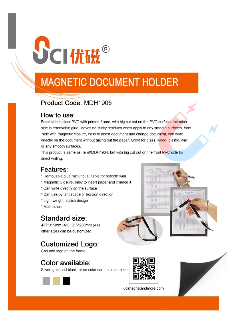 Wholesale Factory Price Durable Removable Magnetic Document Holder For direct writing