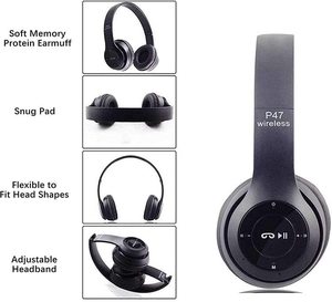 Drahtlose Kopfhörer P47 Super Bass 5.1 <span class=keywords><strong>Bluetooth</strong></span>-Headset mit Lautstärke regler und Unterstützung SD-<span class=keywords><strong>LED</strong></span>-Leuchten Eingebautes Mikrofon