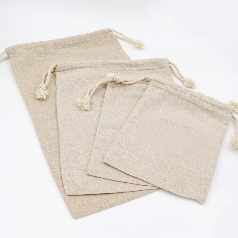 Маленькая Льняная сумка на шнурке для ювелирных изделий, упаковочная сумка оптом для хранения кофейных зерен и трав
