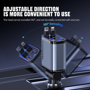 ที่ชาร์จในรถยนต์แบบพับเก็บได้4-in-1รุ่นใหม่พอร์ต USB Type-C พร้อมที่ชาร์จไฟเร็วมากสำหรับ Apple Huawei Samsung ฯลฯ - Product Image 4