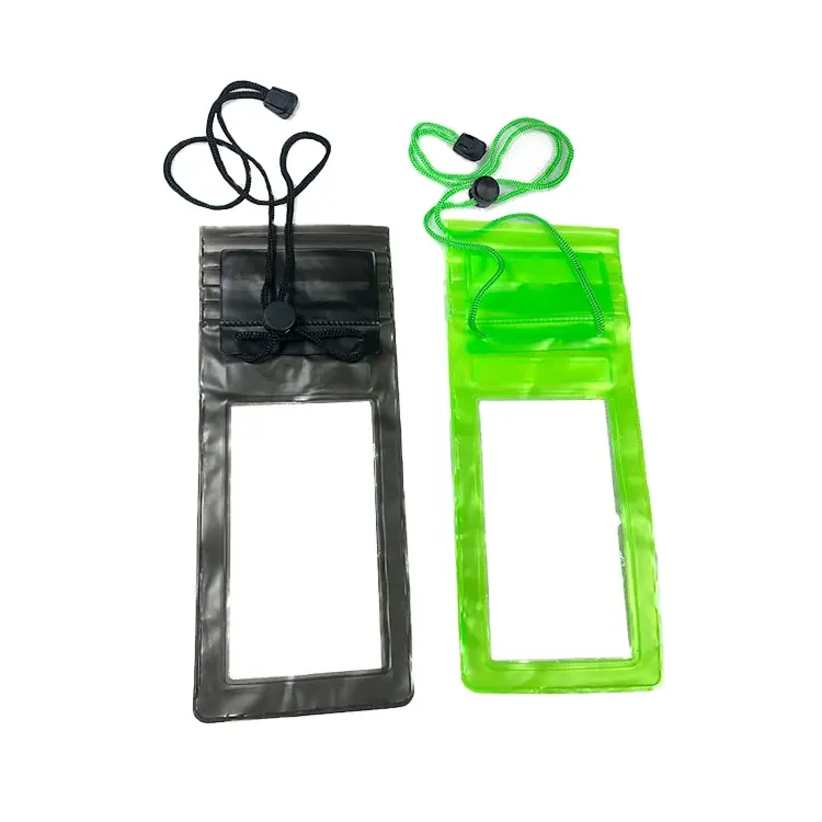 Bolsa de natação para celular estilo pescoço suspenso em PVC transparente com tela de toque de 360 graus à prova d'água