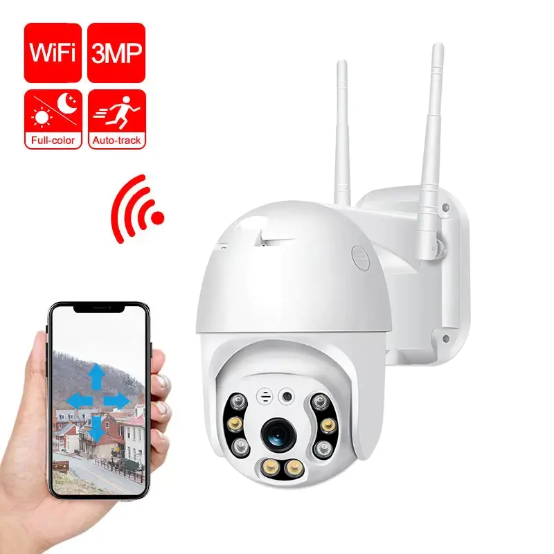 V380 Wifi Cámara inteligente 3mp Audio bidireccional Ip66 Aplicación de seguridad a prueba de agua Control Ptz Cámara inteligente para el hogar al aire libre