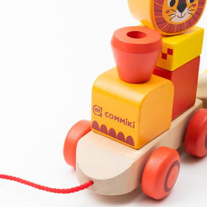 COMMIKI Toddlers Montessori Wood Train Toy Model <strong>Building</strong> Toy With Number <strong>Pattern</strong> 0~9 <strong>Blocks</strong> Educational Kids Wooden Toy - Product Image 3
