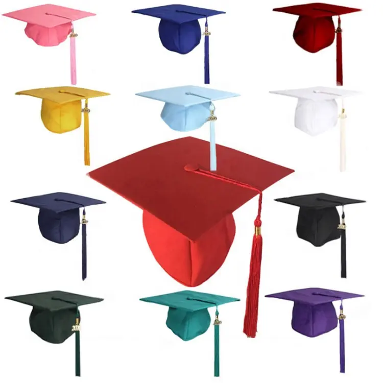 Universal para adultos, venta al por mayor, personalización, graduación negra, soltero, sombrero de graduación con borla