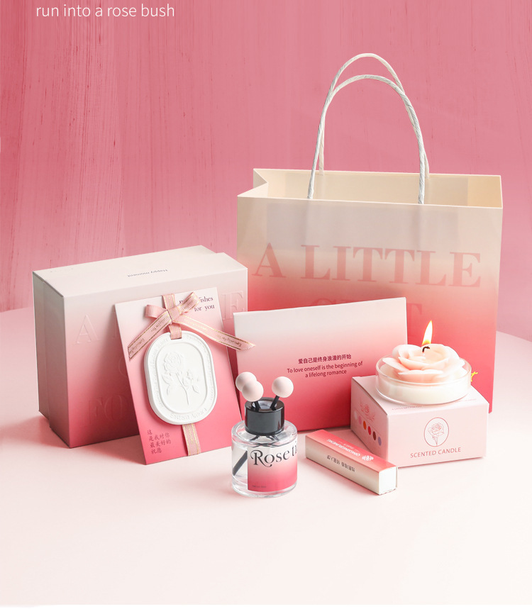 Rose historia caja de regalo conjunto (bolsa de regalo + partidos + tarjeta