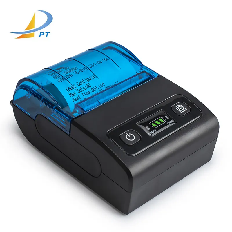 Printer seluler PTP-II 58mm, printer Portabel Android/IOS penerimaan termal bluetooth mini