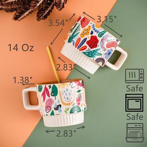 Özel LOGO soyut seramik kahve kupalar çeşitli renk ile istiflenebilir Modern porselen kupalar - Product Image 6