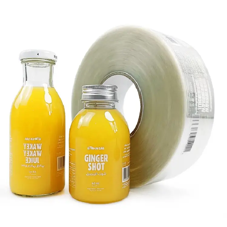 Étiquettes autocollantes personnalisées en vinyle blanc transparent avec logo code à barres en PVC imperméable bouteille de pot de boisson de jus de fruits en verre auto-adhésive