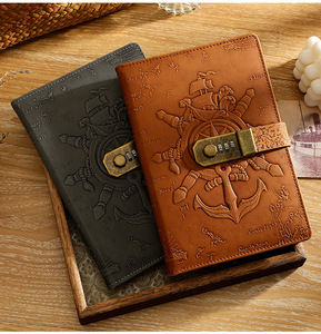 3D relieve retro A5 bloqueo de contraseña cuaderno de núcleo interno multifuncional creativo estudiante Libreta de cuero diario al por mayor - Product Image 2