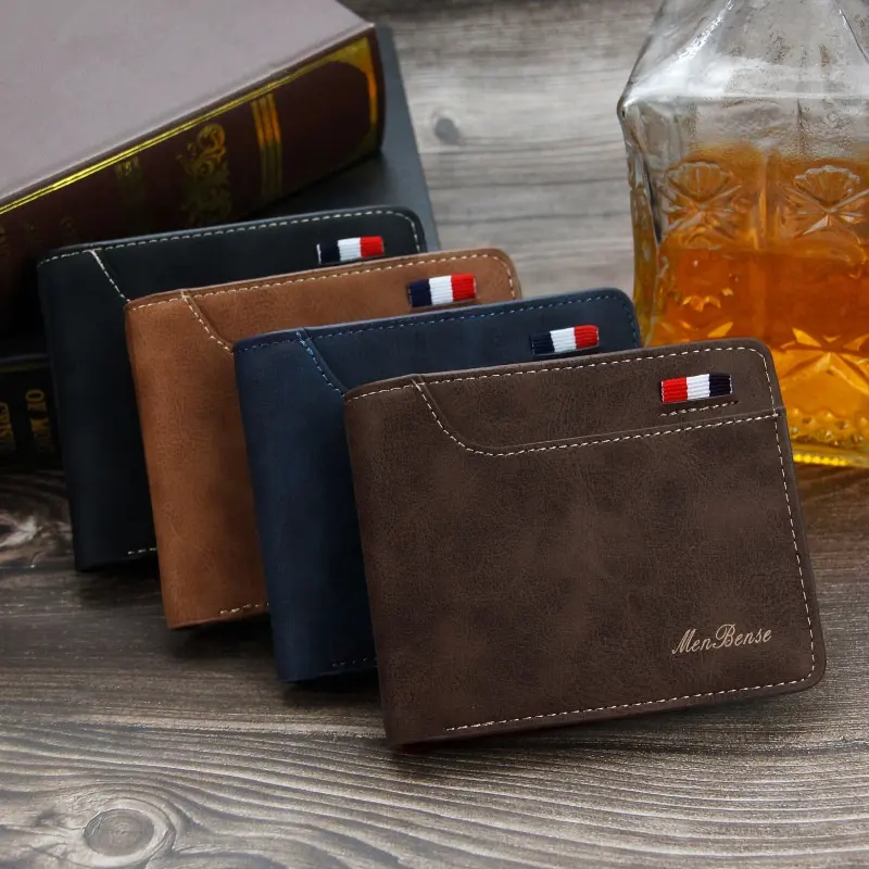 Yeni erkek rahat cüzdan üç katlı çanta para kesesi büyük kapasiteli çok kart tutucu küçük cüzdan