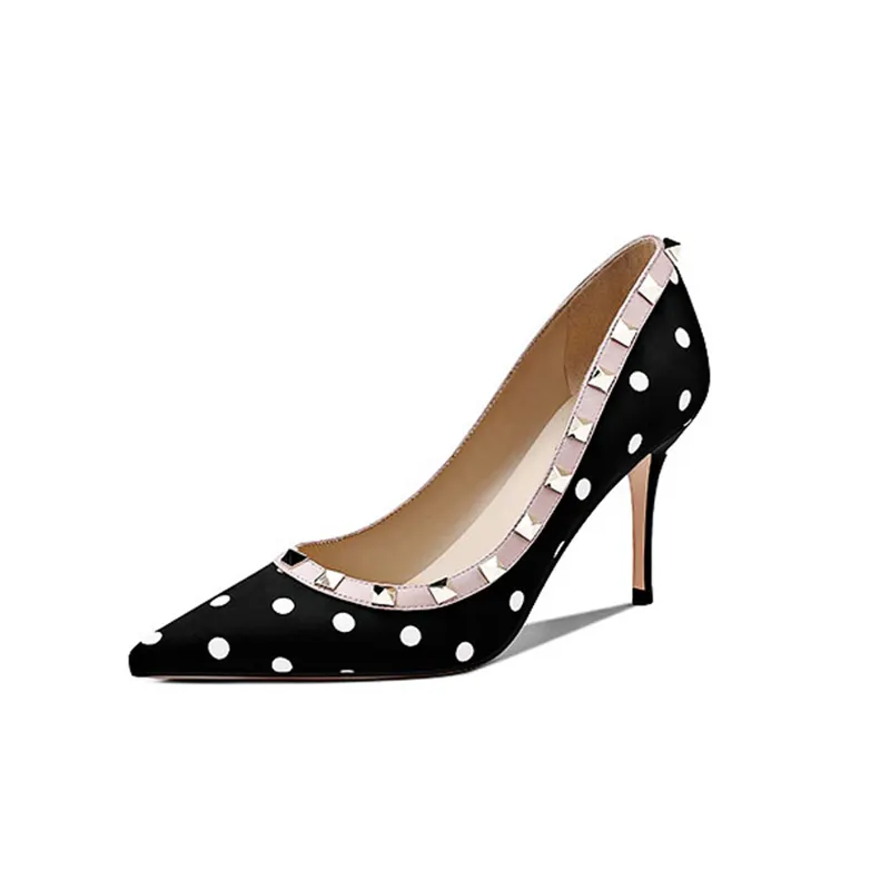 Enmayer Schoenen Nieuwe Aankomst Polka Dot Metalen Studs Stakingen Mode Sexy Schoenen Stiletto Dames Hoge Hakken Vrouwelijke Vrouwen Hakken Schoenen