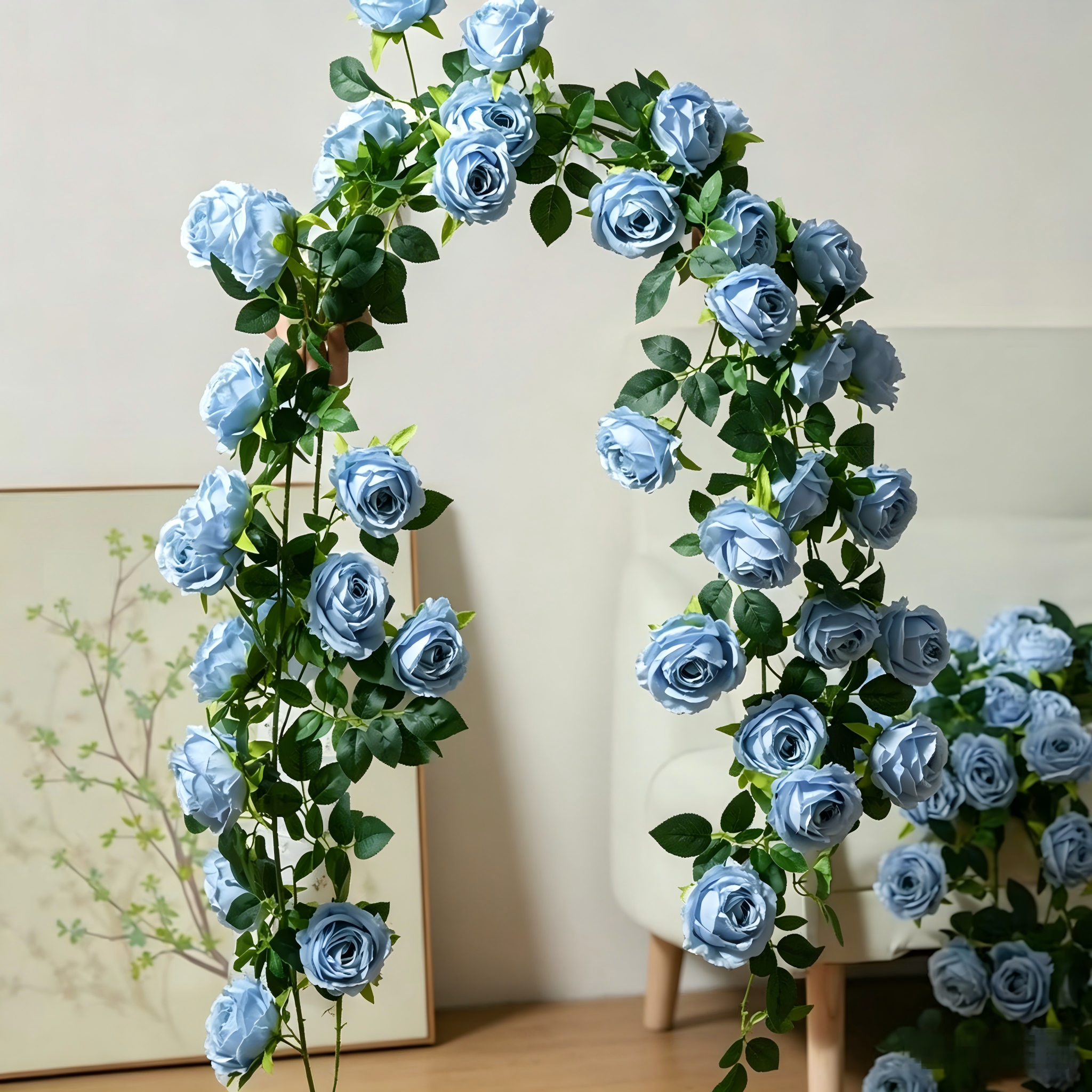 Light blue large-flowered monet climbing rose-one stem