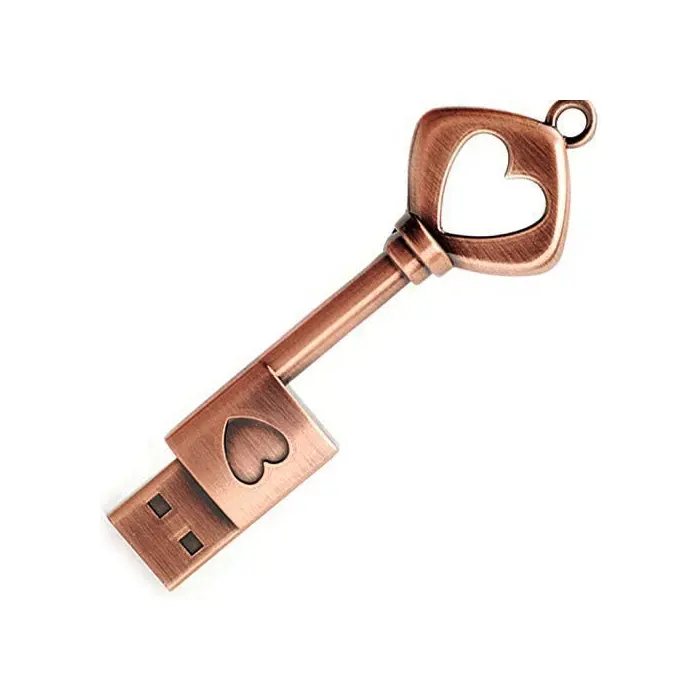 Yi-yonanson — clé USB créative en cuivre en forme de cœur, 4/8/16/32 go, clé USB avec Logo gravé, original, en métal